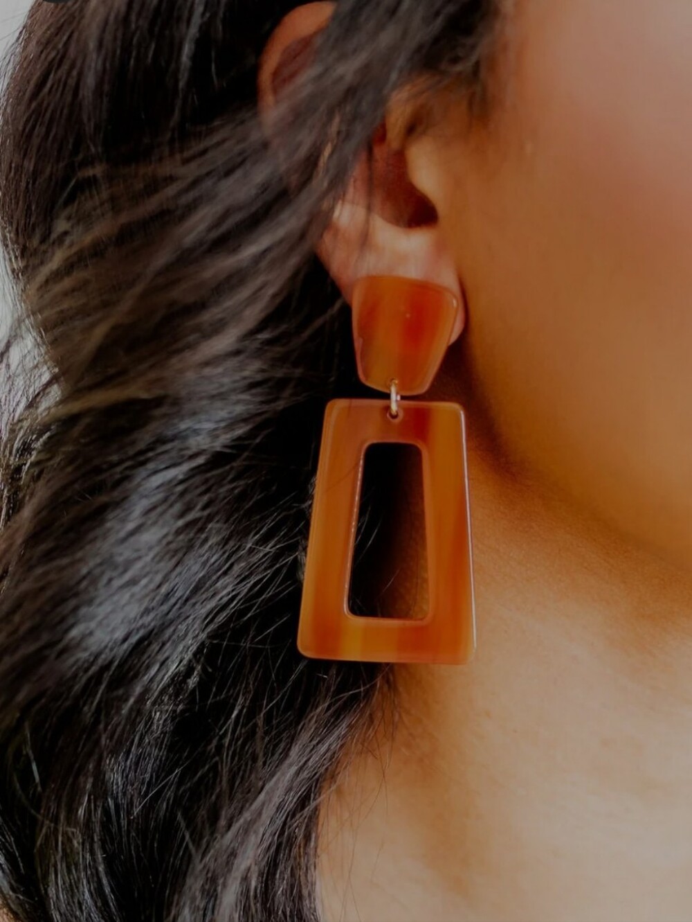 Amber Brown Hypoallergenic Drop Earrings